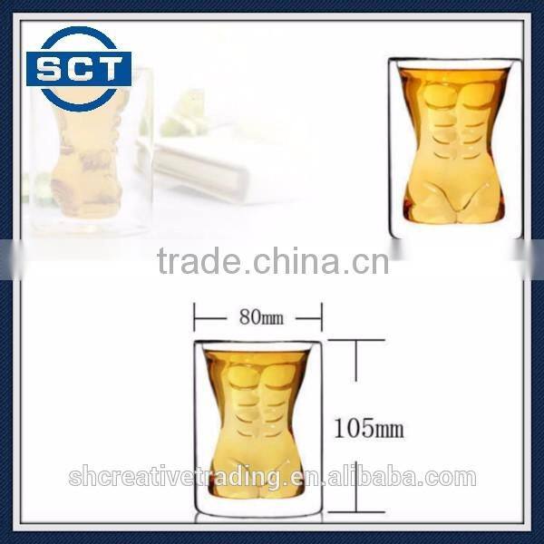 Crystal Muscle Man Mug Whiskey Wine Bar Glass Cup