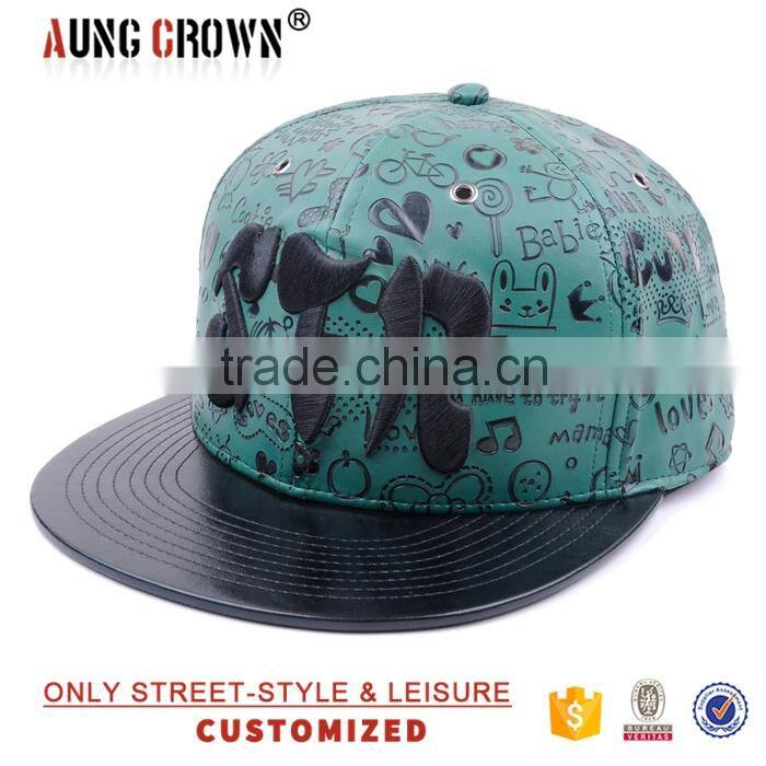 wholesale leather brim custom flat bill hats caps