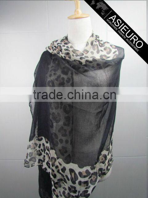 loepard Print Scarf Polyester Voile For Women AZO Free BSCI and SEDEX Audited