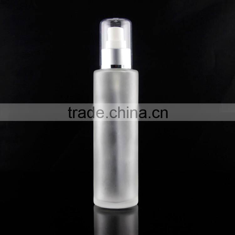 wholesale empty 100ml 120ml 150ml frosted glass bottle for cosmetic with spray pump stock