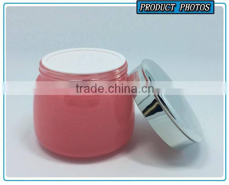 120ML Green and Pink coloured glass cosmetic jar