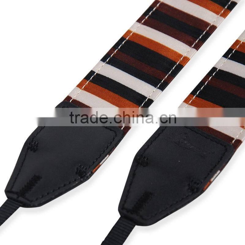 Leather Camera Strap Shoulder Neck White Brown Black Striped For DSLR LE-01