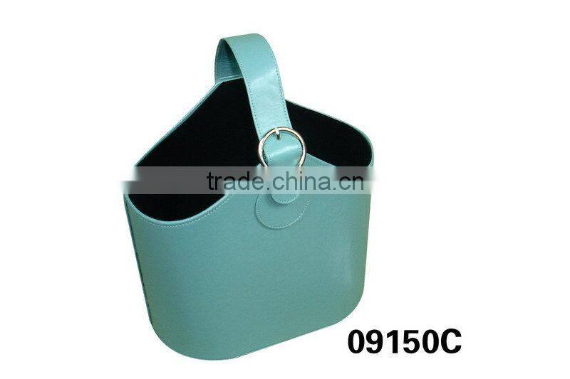 Hand made leather gift basket