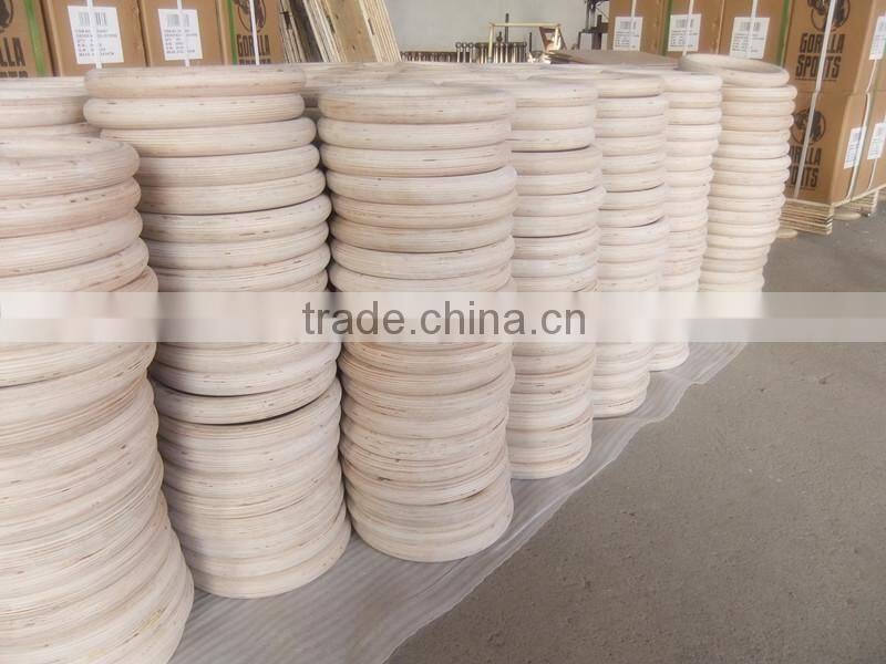 Hot Selling Wooden Gym gymnastic Ring with Strap