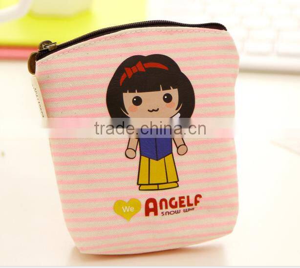 New design striped printing canvas coin purse with low price