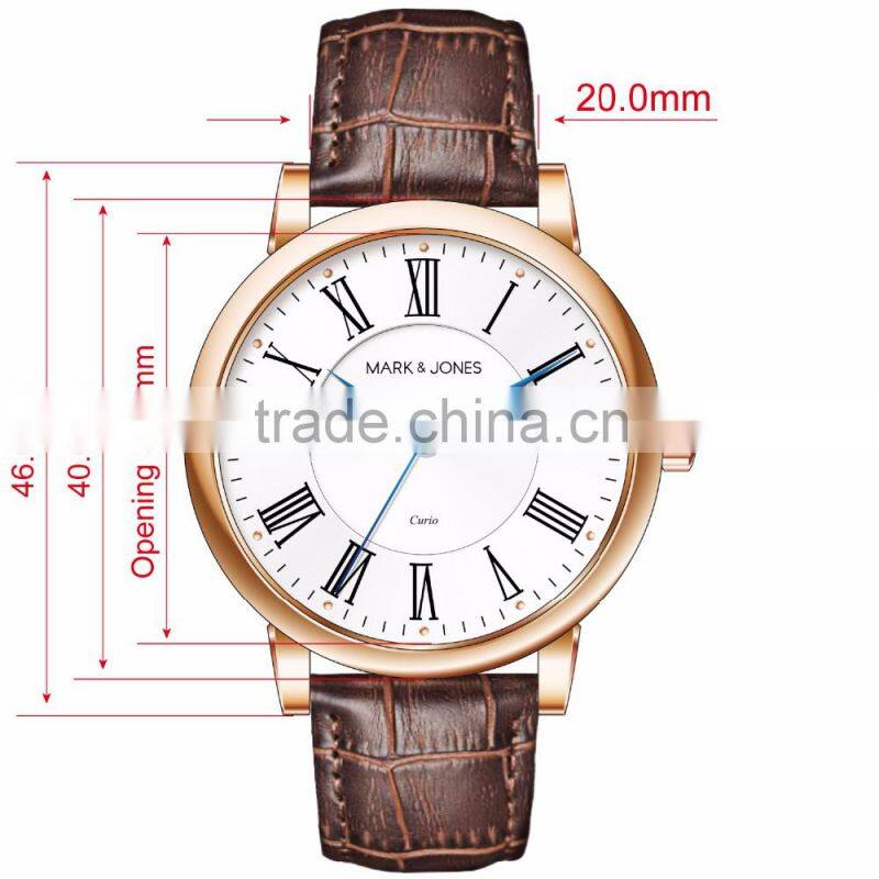 2016 Shenzhen Stainless Steel Back Geneva Mens Watches Leather Band