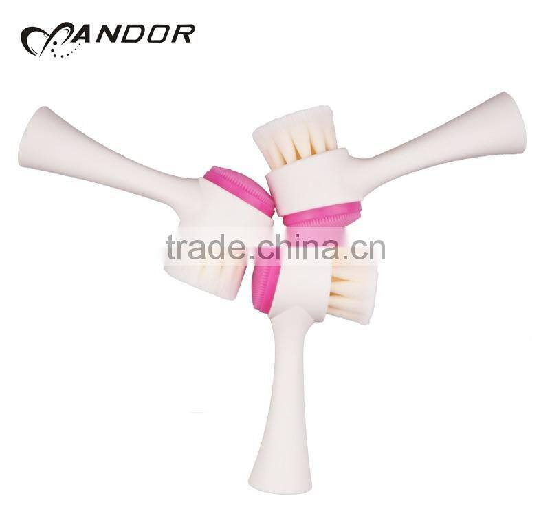 Hot selling soft synthetic hair silicone rotating facial brush