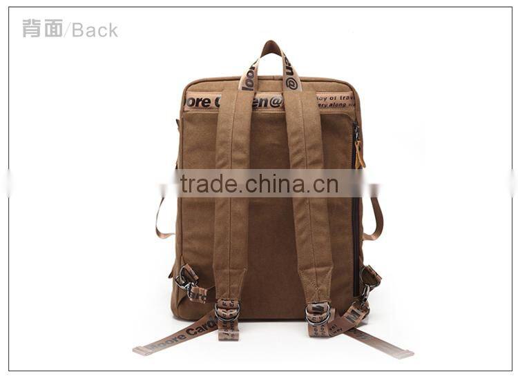 2014 High quality newest style black canvas backpacks for men,Multi-functional college backpac,classic khaki canvas backpack