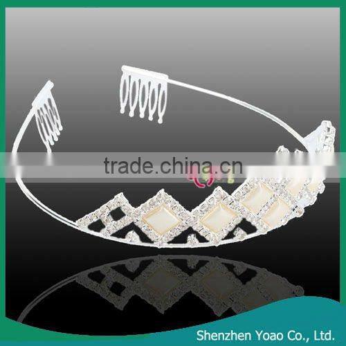 Wholesale Rhombus Style Crown Headband Silver