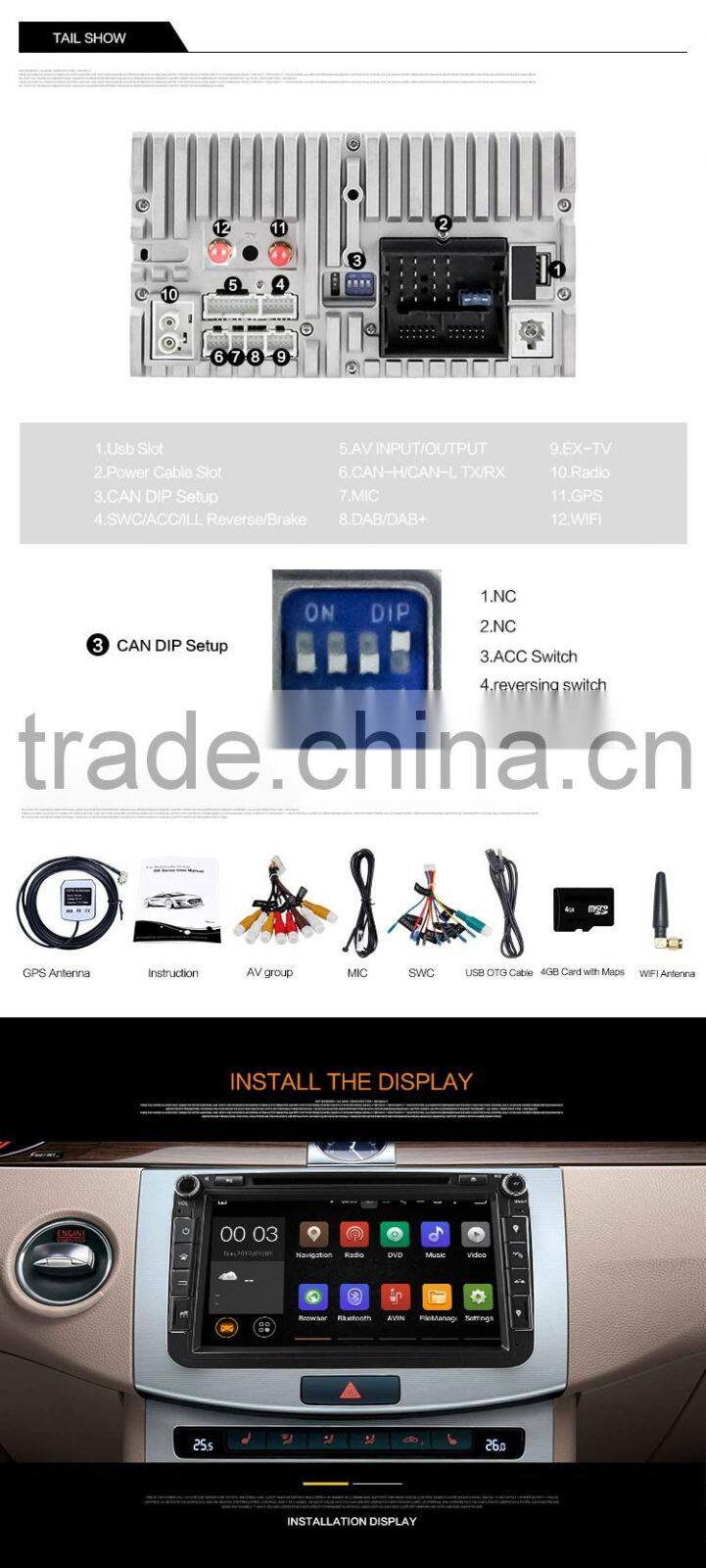 8 inch DVD/VCD Radio Tuner Bluetooth-enabled Touch Screen Mp3/Mp4 GPS Function and Gps Navigator Type Car DVD