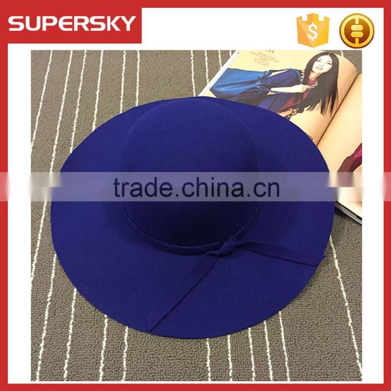 V-339 Fahion women vintage wide brim wool felt bowler fedora hat floppy cloche
