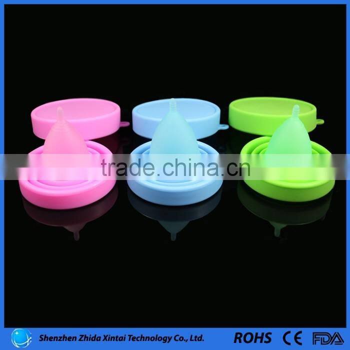 Eco-friendly 100% silicone lady period cup folding cups