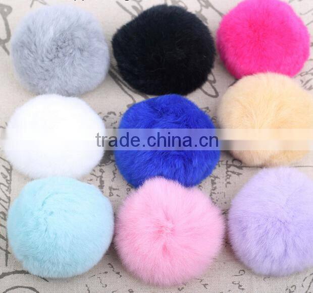 Customize Fashion Colorful Fluffy Ball Keychain / Rex Rabbit Fur Ball