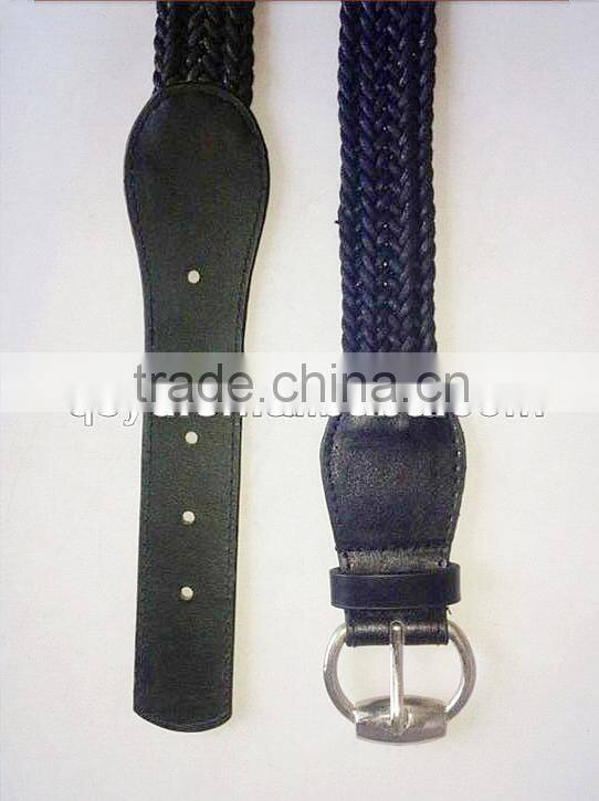 Ladies Fashion Braided Cotton Rope Belt With Metal Buckle