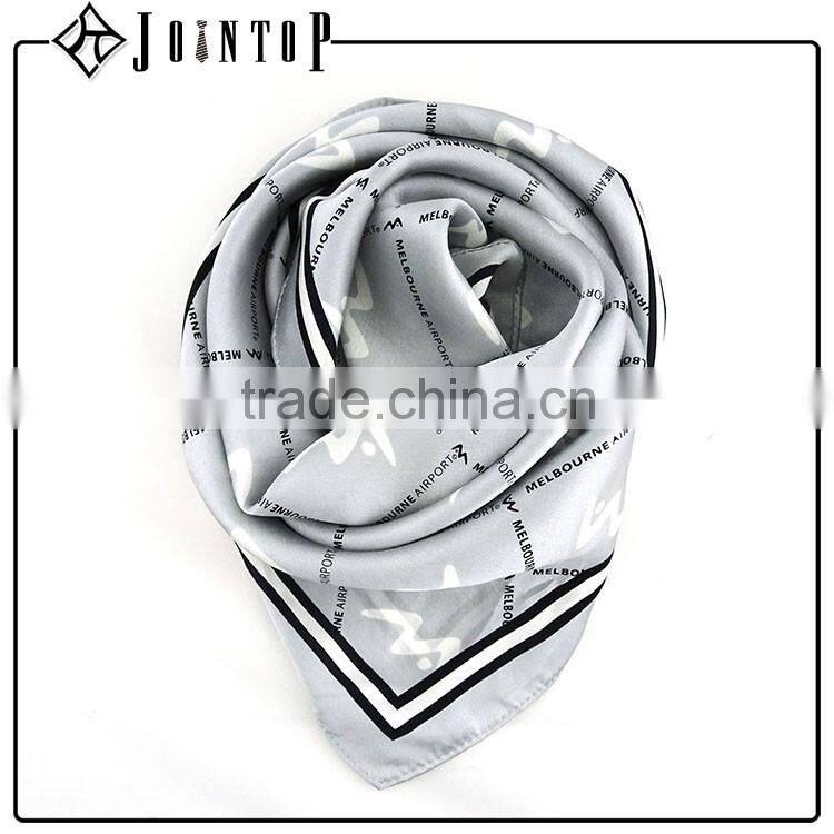 latest design digital silk print man black and white scarf