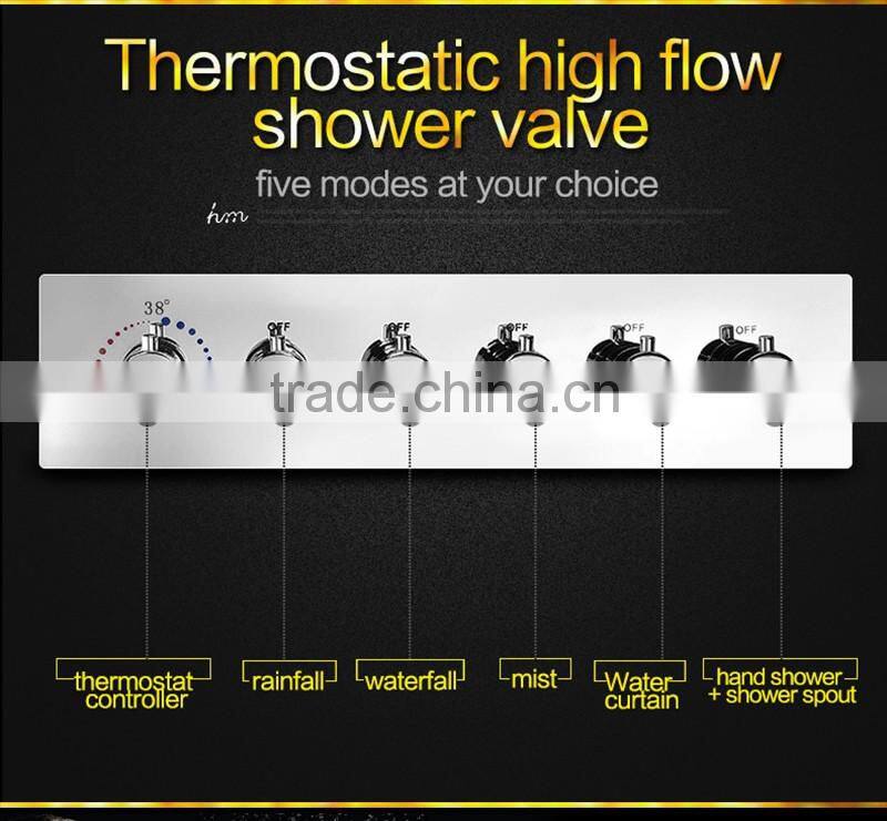 luxury shower system embeded ceiling multifunctional shower mixer bath set with rainfall,waterfall,mist spray,curtain