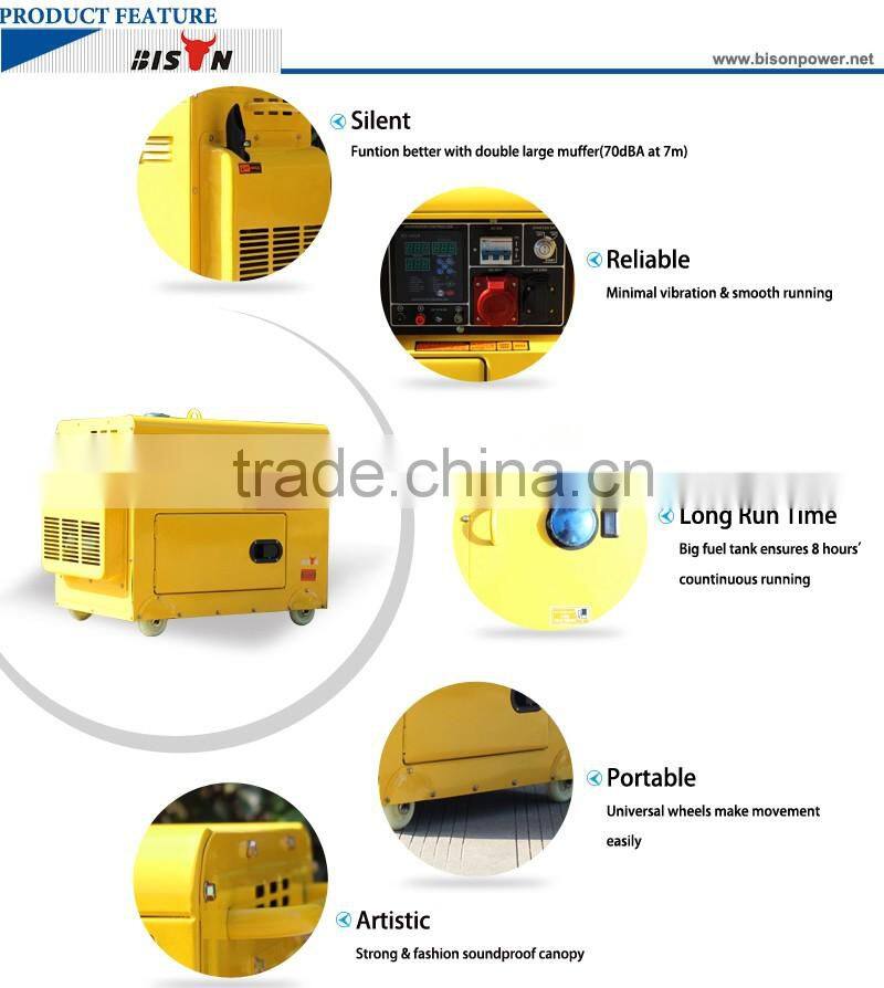 BISON(CHINA) 5kw diesel generator sliencers price single cylinder generator