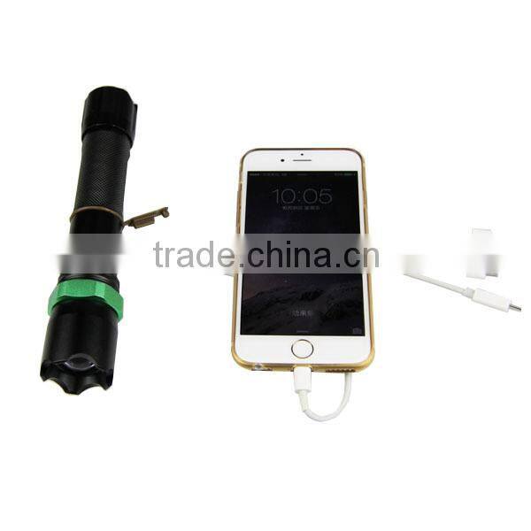 POPPAS 809B 3W Brightest XPE R2 Zoomable USB Power Bank Torch Light Police Flashlight