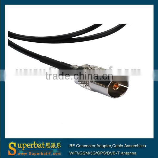TV female straight to Fakra Jack "E"right angle pigtail cable RG174 15cm
