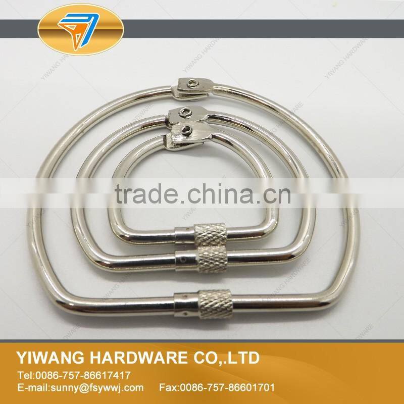 Factory direct sale high quality nickel D shape book ring with screw