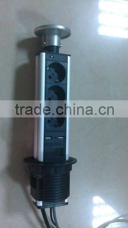 Euro Type Furniture Hidden Tabletop Socket with USB Charger
