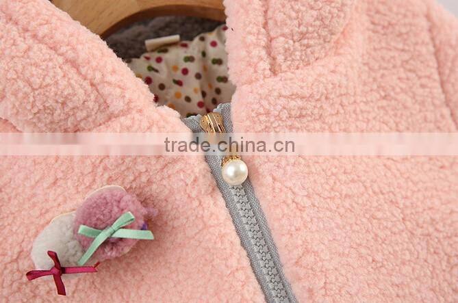 Lamb fleece hooded long sleeve padding jacket for kids