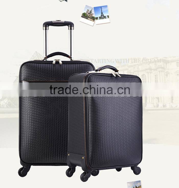 new products faddish design heavy-duty PU leather luggage trolley bag