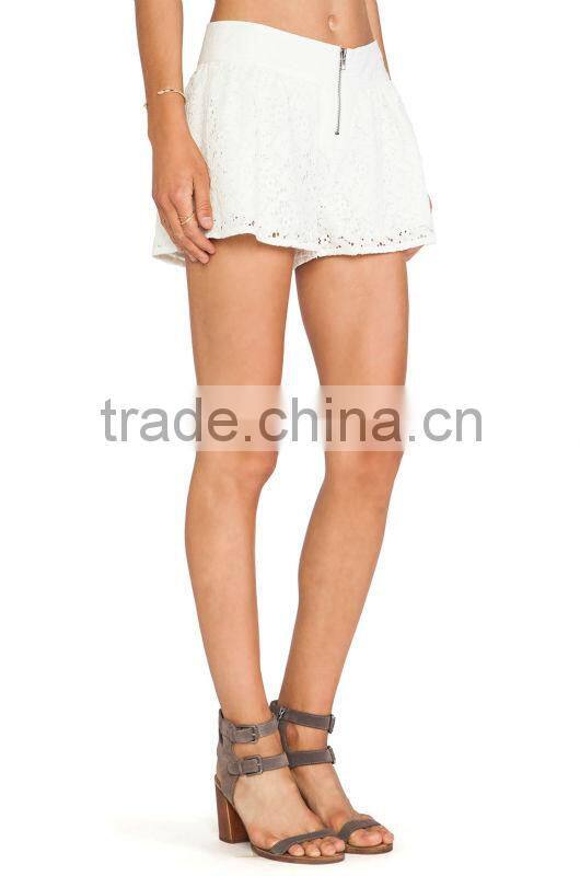 ladies crochet white lace shorts