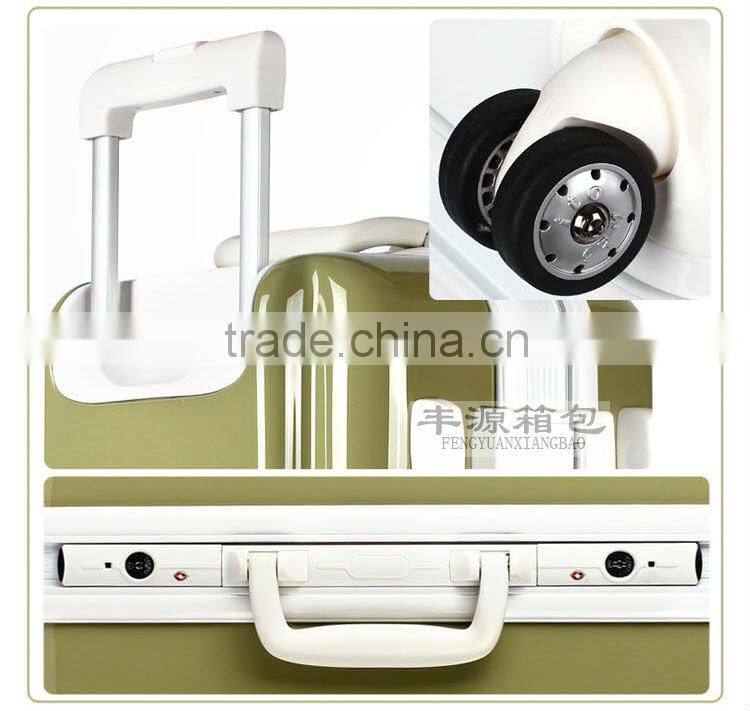 2014 china colorful high quality hard abs luggage with aluminum frame/PC trolley luggage/