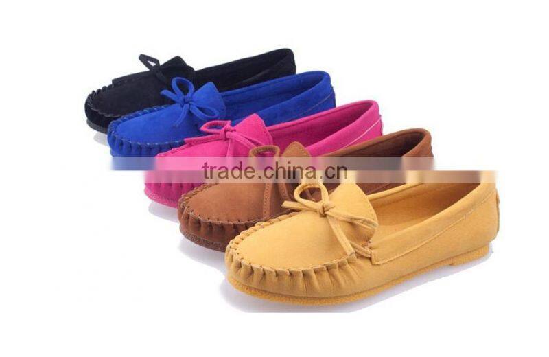 2015 New Trendy Casual Flat Heel Shoes Bow Knot Round Toe Slip Candy Color Loafer Shoes Autumn Comfortable Women Shoes
