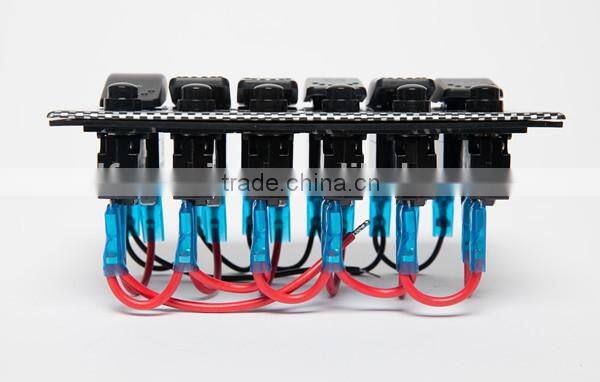 Marine Boat LED illuminated Check Pattern Rocker Switch Panel