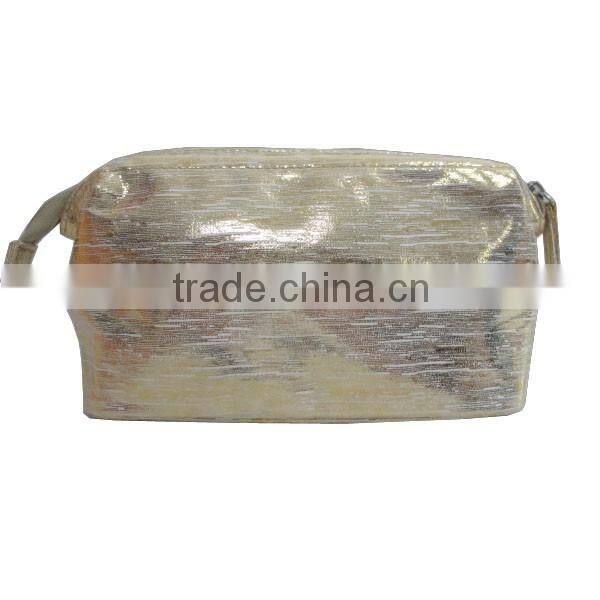 Gold PU cosmetic bag/trending brand cosmetic bag wholesale alibaba