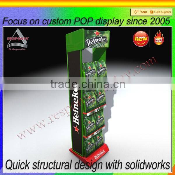 Custom supermarket metal floor beer display rack