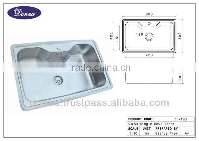 50x80 Stainless Steel Kitchen Sink (DE163)