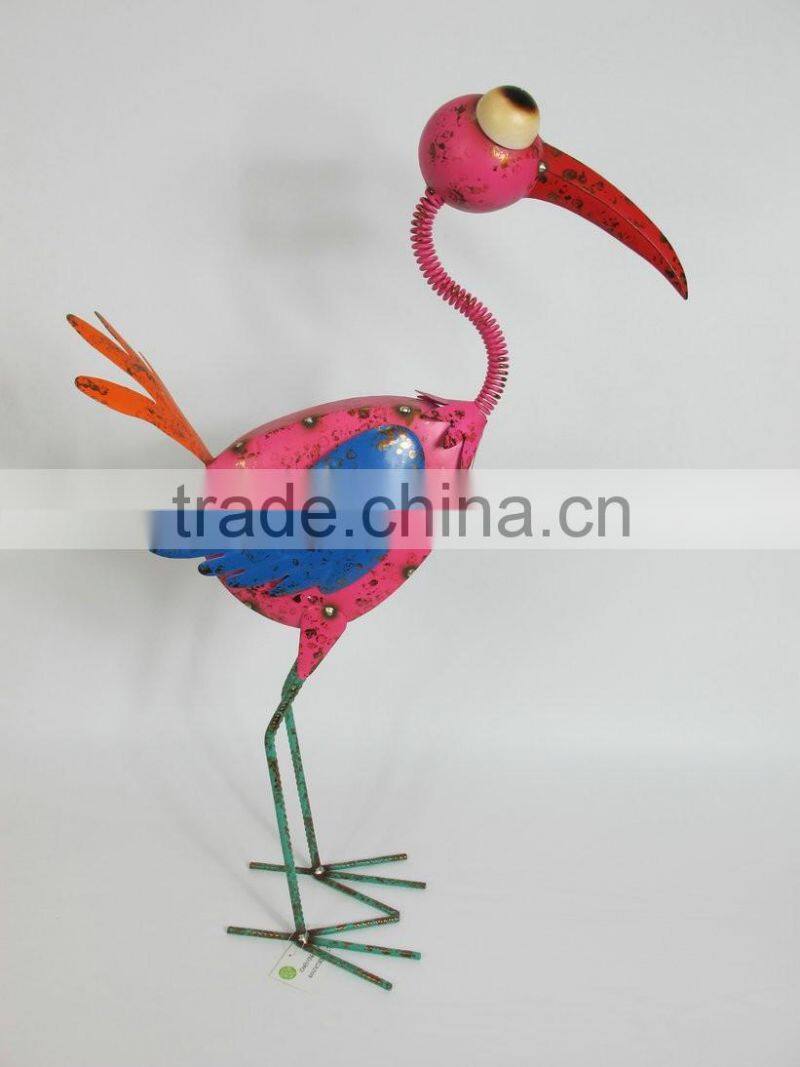 Made in china vivid large metal flamingo statue ornament