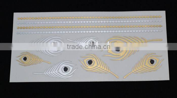 Metallic temporary gold tattoo sticker for hands