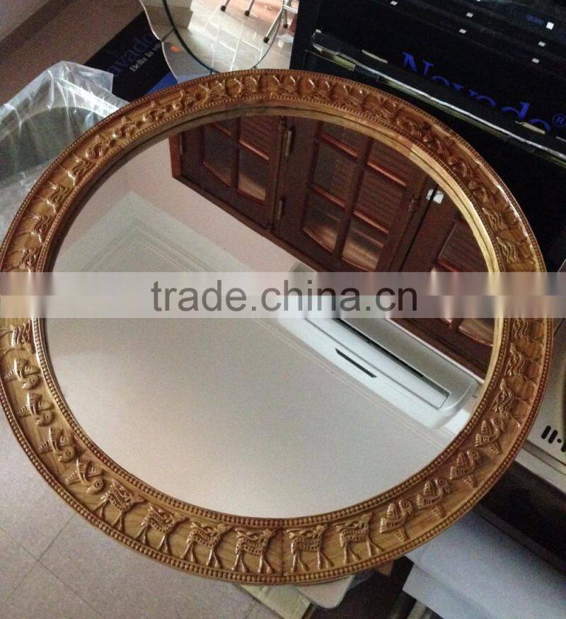 High quality best selling round mirror with 100% natural wood frame