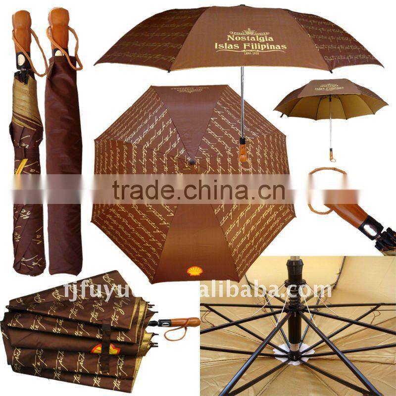black auto 2 folding advertising golf umbrella