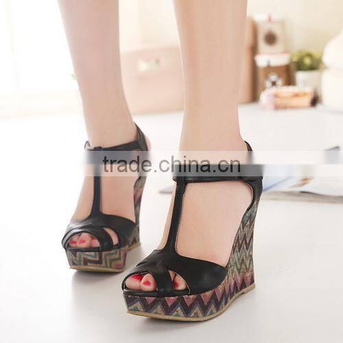 Factory price comfortable sandals wedges heel peep toe sandals high-heeled wedges platform shoes sandals PC3744