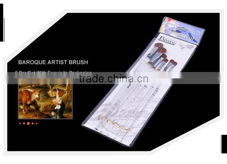 Art supplies custom personalized upscale horse hair long transparent plastic handle brush paint acrylic art brush for artist