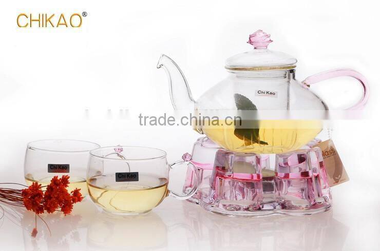 teapot and cups/hand made glass tea set
