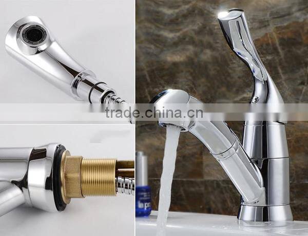 ceramic basin faucet can pull out, withdraw to use basin tap, 1.5m pipe basin mixer tap