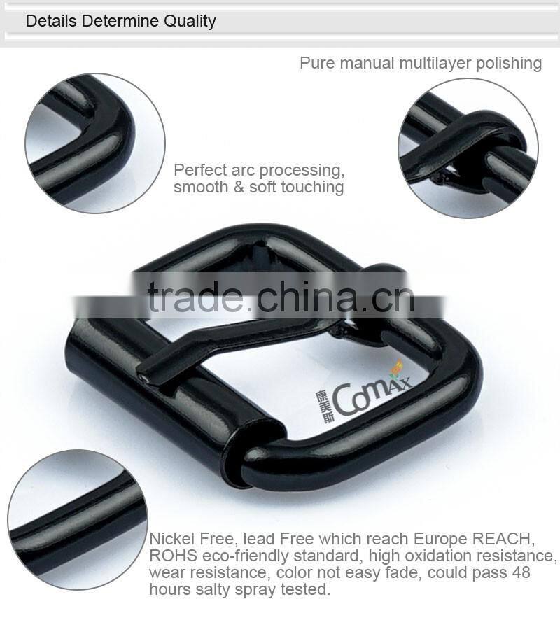 Roller metal black nickel-free belt buckle