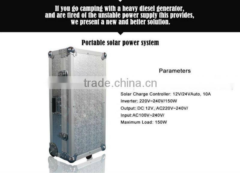 hottest selling 55W portable and folding solar home system with wheels and pull rod for TV/Fan/laptop