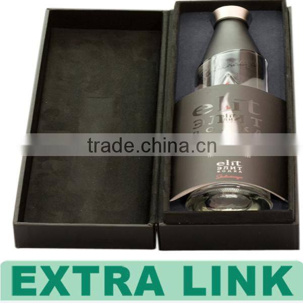 Side Open Paper Wine Box One Bottle Wine Packaging With Red Ribbon Handle