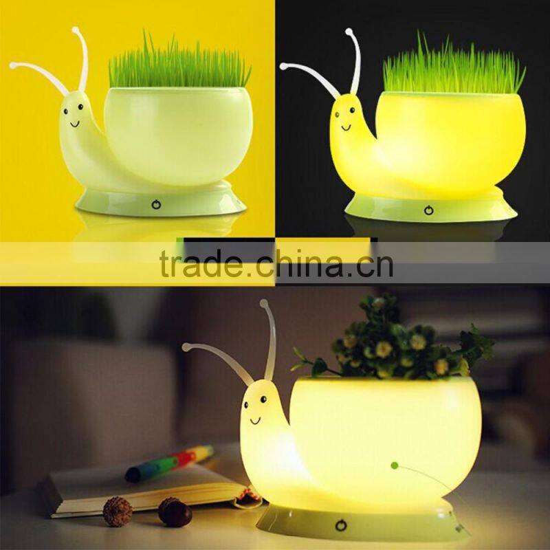 Novelty Snail Led Night Light DC 5V USB Charging 1W ecological plant Potting lamp Home Decoration Yellow Night Light Kid Gift