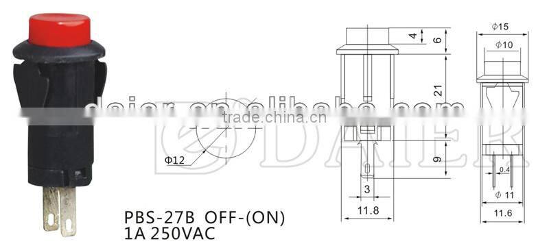 PBS-27B OFF-(ON) 12mm Embedded push button switch