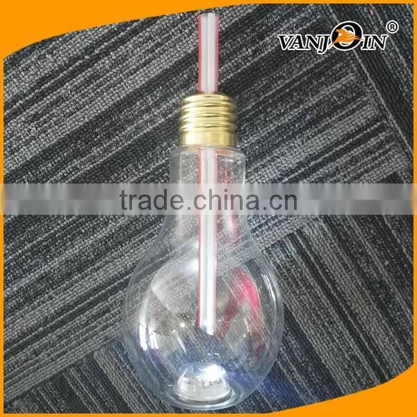 High Quality Big Mouth Unique Shaped Light Bulb Shape 700ML Plastic Bottle for Beverage Bottles