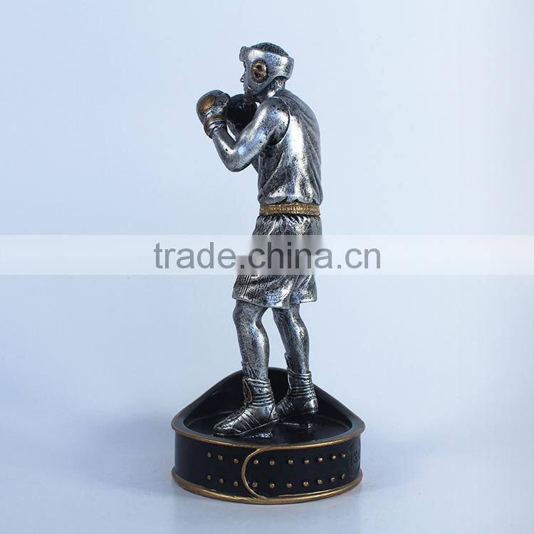customized metal appearance polyresin resin pugilism boxing trophy cup
