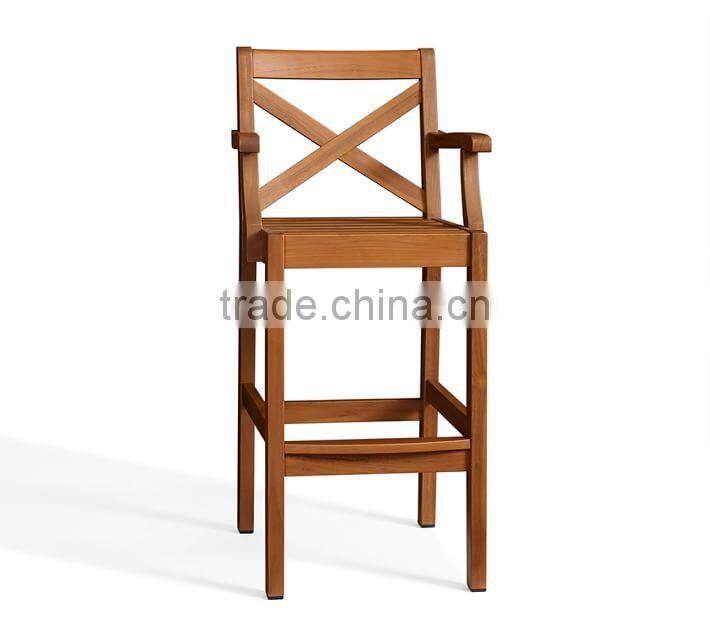 Customized cross antique wooden garden stool unique teak wood bar stool